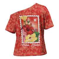 Aloha Hawaii Pua Aloalo Cross Shoulder Shirt Hawaiian Hibiscus Flowers Stylized Stamp LT14 - Polynesian Pride