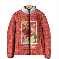 Aloha Hawaii Pua Aloalo Padded Jacket Hawaiian Hibiscus Flowers Stylized Stamp LT14 - Polynesian Pride