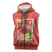 Aloha Hawaii Pua Aloalo Sleeveless Zip Hoodie Hawaiian Hibiscus Flowers Stylized Stamp LT14 Red - Polynesian Pride