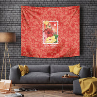 Aloha Hawaii Pua Aloalo Tapestry Hawaiian Hibiscus Flowers Stylized Stamp LT14 Red - Polynesian Pride