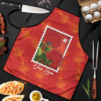 Aloha Hawaii Ohia Lehua Apron Hawaiian Lei Stylized Stamp LT14 Red - Polynesian Pride