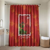 Aloha Hawaii Ohia Lehua Bathroom Set Hawaiian Lei Stylized Stamp LT14 Shower Curtain Only Red - Polynesian Pride