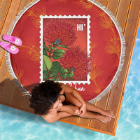 Aloha Hawaii Ohia Lehua Beach Blanket Hawaiian Lei Stylized Stamp LT14 - Polynesian Pride