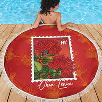 Aloha Hawaii Ohia Lehua Beach Blanket Hawaiian Lei Stylized Stamp LT14 - Polynesian Pride