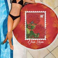 Aloha Hawaii Ohia Lehua Beach Blanket Hawaiian Lei Stylized Stamp LT14 - Polynesian Pride