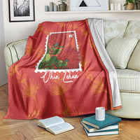 Aloha Hawaii Ohia Lehua Blanket Hawaiian Lei Stylized Stamp LT14 Red - Polynesian Pride