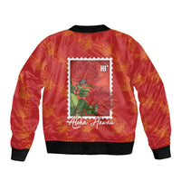Aloha Hawaii Ohia Lehua Bomber Jacket Hawaiian Lei Stylized Stamp LT14 - Polynesian Pride