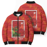 Aloha Hawaii Ohia Lehua Bomber Puffer Jacket Hawaiian Lei Stylized Stamp LT14 - Polynesian Pride