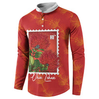 Aloha Hawaii Ohia Lehua Button Sweatshirt Hawaiian Lei Stylized Stamp LT14 - Polynesian Pride