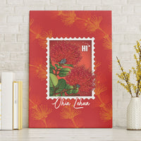 Aloha Hawaii Ohia Lehua Canvas Wall Art Hawaiian Lei Stylized Stamp LT14 Without Frame Red - Polynesian Pride