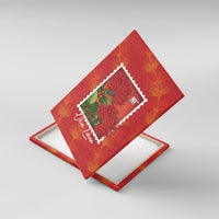 Aloha Hawaii Ohia Lehua Canvas Wall Art Hawaiian Lei Stylized Stamp LT14 With Frame Red - Polynesian Pride