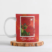 Aloha Hawaii Ohia Lehua Ceramic Mug Hawaiian Lei Stylized Stamp LT14 Red - Polynesian Pride