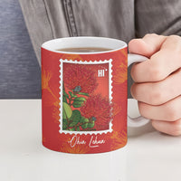 Aloha Hawaii Ohia Lehua Ceramic Mug Hawaiian Lei Stylized Stamp LT14 - Polynesian Pride