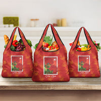 Aloha Hawaii Ohia Lehua Grocery Bag Hawaiian Lei Stylized Stamp LT14 3-pack One Size Red - Polynesian Pride