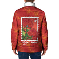 Aloha Hawaii Ohia Lehua Padded Jacket Hawaiian Lei Stylized Stamp LT14 - Polynesian Pride