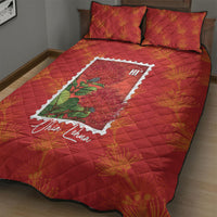 Aloha Hawaii Ohia Lehua Quilt Bed Set Hawaiian Lei Stylized Stamp LT14 - Polynesian Pride