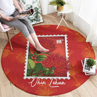Aloha Hawaii Ohia Lehua Round Carpet Hawaiian Lei Stylized Stamp LT14 - Polynesian Pride