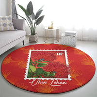 Aloha Hawaii Ohia Lehua Round Carpet Hawaiian Lei Stylized Stamp LT14 - Polynesian Pride