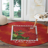 Aloha Hawaii Ohia Lehua Round Carpet Hawaiian Lei Stylized Stamp LT14 - Polynesian Pride