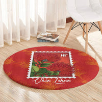 Aloha Hawaii Ohia Lehua Round Carpet Hawaiian Lei Stylized Stamp LT14 - Polynesian Pride