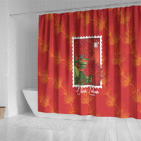 Aloha Hawaii Ohia Lehua Shower Curtain Hawaiian Lei Stylized Stamp LT14 - Polynesian Pride