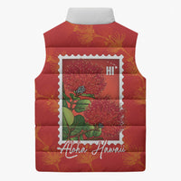 Aloha Hawaii Ohia Lehua Sleeveless Puffer Jacket Hawaiian Lei Stylized Stamp LT14 - Polynesian Pride