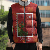 Aloha Hawaii Ohia Lehua Sleeveless Puffer Jacket Hawaiian Lei Stylized Stamp LT14 - Polynesian Pride