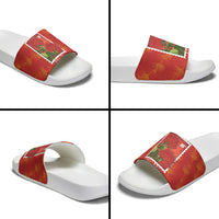Aloha Hawaii Ohia Lehua Slide Sandals Hawaiian Lei Stylized Stamp LT14 - Polynesian Pride