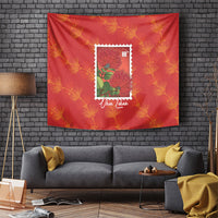 Aloha Hawaii Ohia Lehua Tapestry Hawaiian Lei Stylized Stamp LT14 Red - Polynesian Pride
