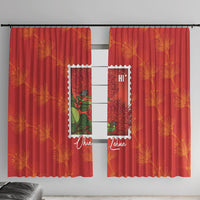 Aloha Hawaii Ohia Lehua Window Curtain Hawaiian Lei Stylized Stamp LT14 With Hooks Red - Polynesian Pride