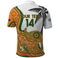 Custom Fiji And Australia Rugby Polo Shirt Fijian Palm Tree Mix Aussie Kangaroo