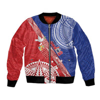 Tonga and Samoa Rugby Custom Bomber Jacket Ikale Tahi Manu Samoa Together - Polynesian Pride