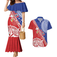 Tonga and Samoa Rugby Custom Couples Matching Mermaid Dress and Hawaiian Shirt Ikale Tahi Manu Samoa Together - Polynesian Pride
