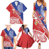 Tonga and Samoa Rugby Custom Family Matching Summer Maxi Dress and Hawaiian Shirt Ikale Tahi Manu Samoa Together - Polynesian Pride