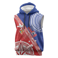 Tonga and Samoa Rugby Custom Sleeveless Hoodie Ikale Tahi Manu Samoa Together LT14 Red - Polynesian Pride