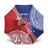 Tonga and Samoa Rugby Custom Umbrella Ikale Tahi Manu Samoa Together LT14 One Size Folded 11.42 inch Opened Diameter 37.4 inch Red - Polynesian Pride