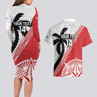 Fiji and Tonga Rugby Custom Couples Matching Long Sleeve Bodycon Dress and Hawaiian Shirt Flying Fijians Ikale Tahi Together Pacific - Polynesian Pride