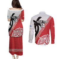 Fiji and Tonga Rugby Custom Couples Matching Puletasi and Long Sleeve Button Shirt Flying Fijians Ikale Tahi Together Pacific - Polynesian Pride