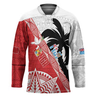Fiji and Tonga Rugby Custom Hockey Jersey Flying Fijians Ikale Tahi Together Pacific LT14 Unisex Red - Polynesian Pride