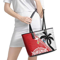 Fiji and Tonga Rugby Custom Leather Tote Bag Flying Fijians Ikale Tahi Together Pacific - Polynesian Pride