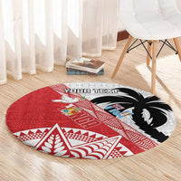 Fiji and Tonga Rugby Custom Round Carpet Flying Fijians Ikale Tahi Together Pacific - Polynesian Pride