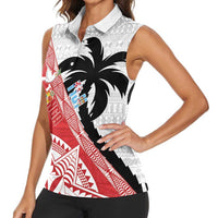 Fiji and Tonga Rugby Custom Women Sleeveless Polo Shirt Flying Fijians Ikale Tahi Together Pacific - Polynesian Pride