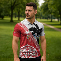 Fiji and Tonga Rugby Custom Zipper Polo Shirt Flying Fijians Ikale Tahi Together Pacific - Polynesian Pride