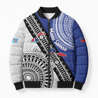 Fiji an Samoa Rugby Custom Bomber Puffer Jacket Flying Fijians Manu Samoa Together Pacific - Polynesian Pride