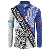 Fiji an Samoa Rugby Custom Button Sweatshirt Flying Fijians Manu Samoa Together Pacific - Polynesian Pride