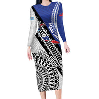 Fiji an Samoa Rugby Custom Family Matching Long Sleeve Bodycon Dress and Hawaiian Shirt Flying Fijians Manu Samoa Together Pacific - Polynesian Pride