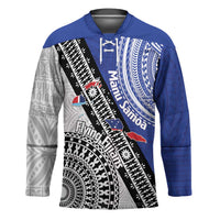 Fiji an Samoa Rugby Custom Hockey Jersey Flying Fijians Manu Samoa Together Pacific LT14 Unisex Blue - Polynesian Pride