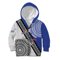 Fiji an Samoa Rugby Custom Kid Hoodie Flying Fijians Manu Samoa Together Pacific LT14 Zip Hoodie Blue - Polynesian Pride