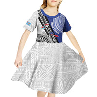 Fiji an Samoa Rugby Custom Kid Short Sleeve Dress Flying Fijians Manu Samoa Together Pacific - Polynesian Pride