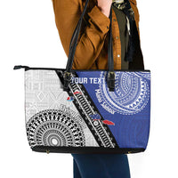 Fiji an Samoa Rugby Custom Leather Tote Bag Flying Fijians Manu Samoa Together Pacific - Polynesian Pride